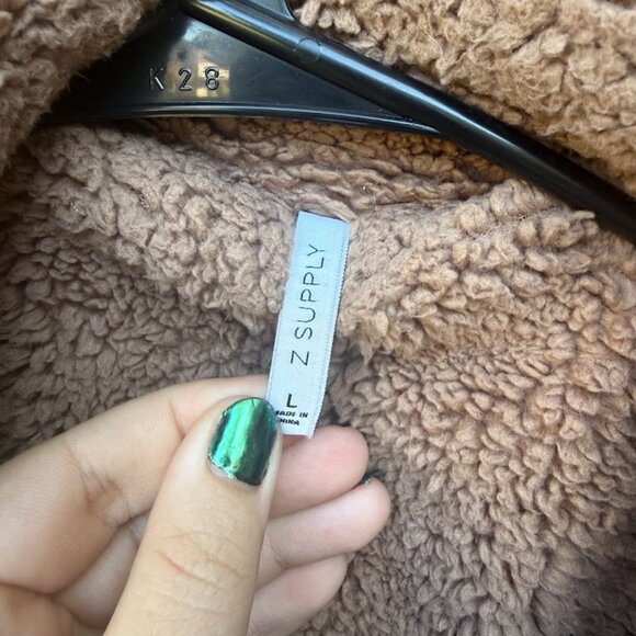 Z Supply Brown Faux Fur Coat (Size L) - Picture 3 of 4